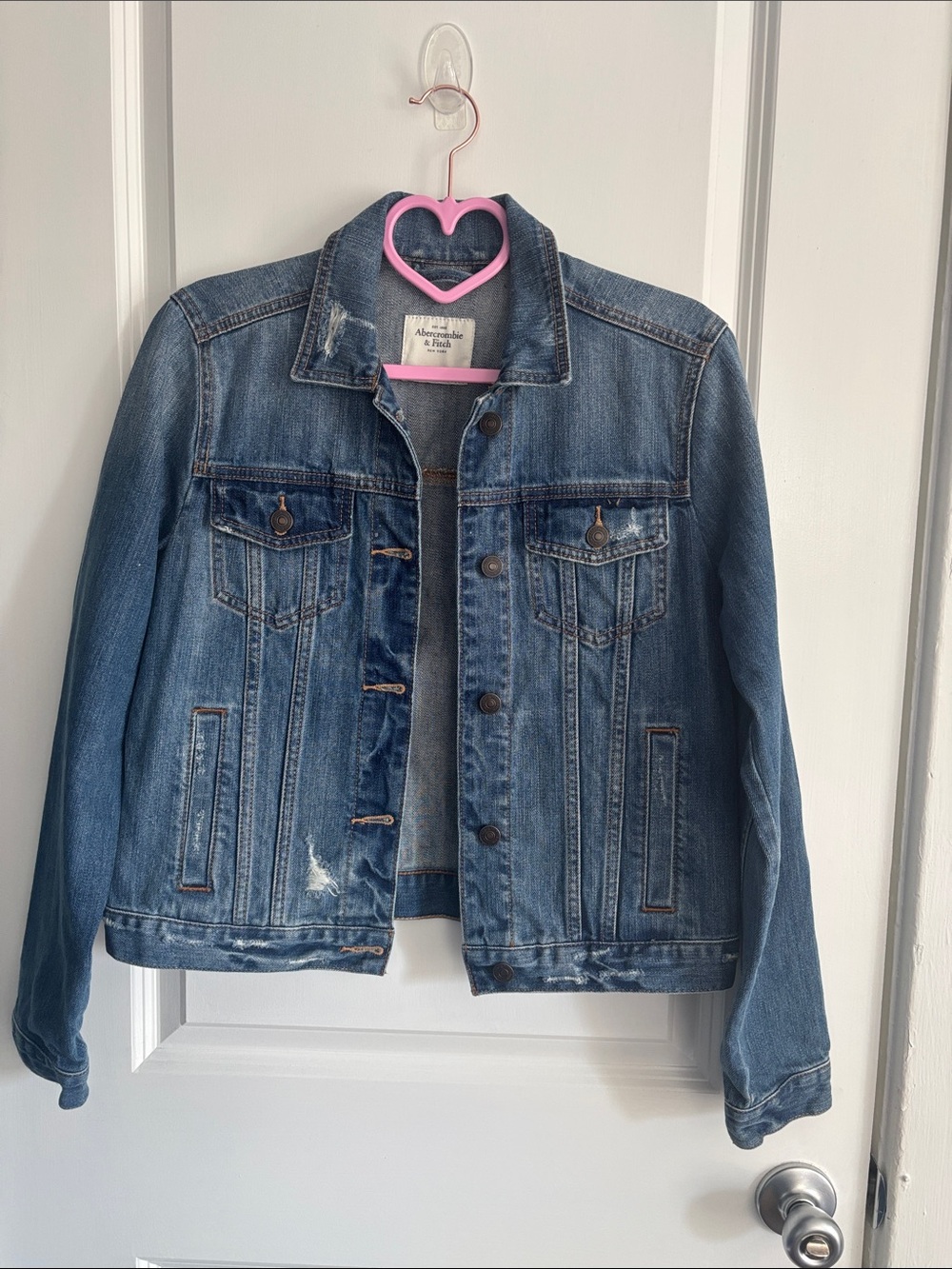 Abercrombie & Fitch Blue Distressed Denim Jacket